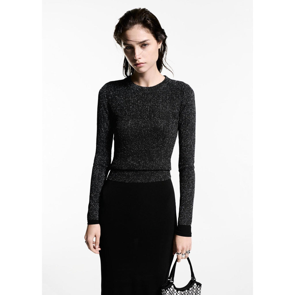 Jersey Lurex Cuello Redondo - Black