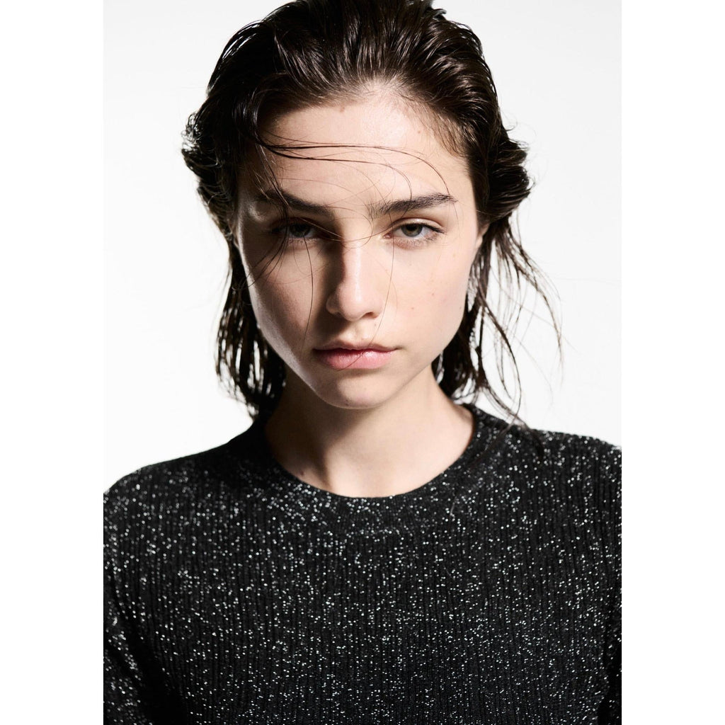 Jersey Lurex Cuello Redondo - Black