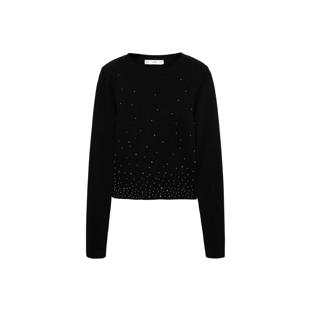 Rhinestone Crop Pullover - Black