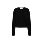 Rhinestone Crop Pullover - Black