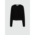 Rhinestone Crop Pullover - Black