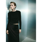 Rhinestone Crop Pullover - Black