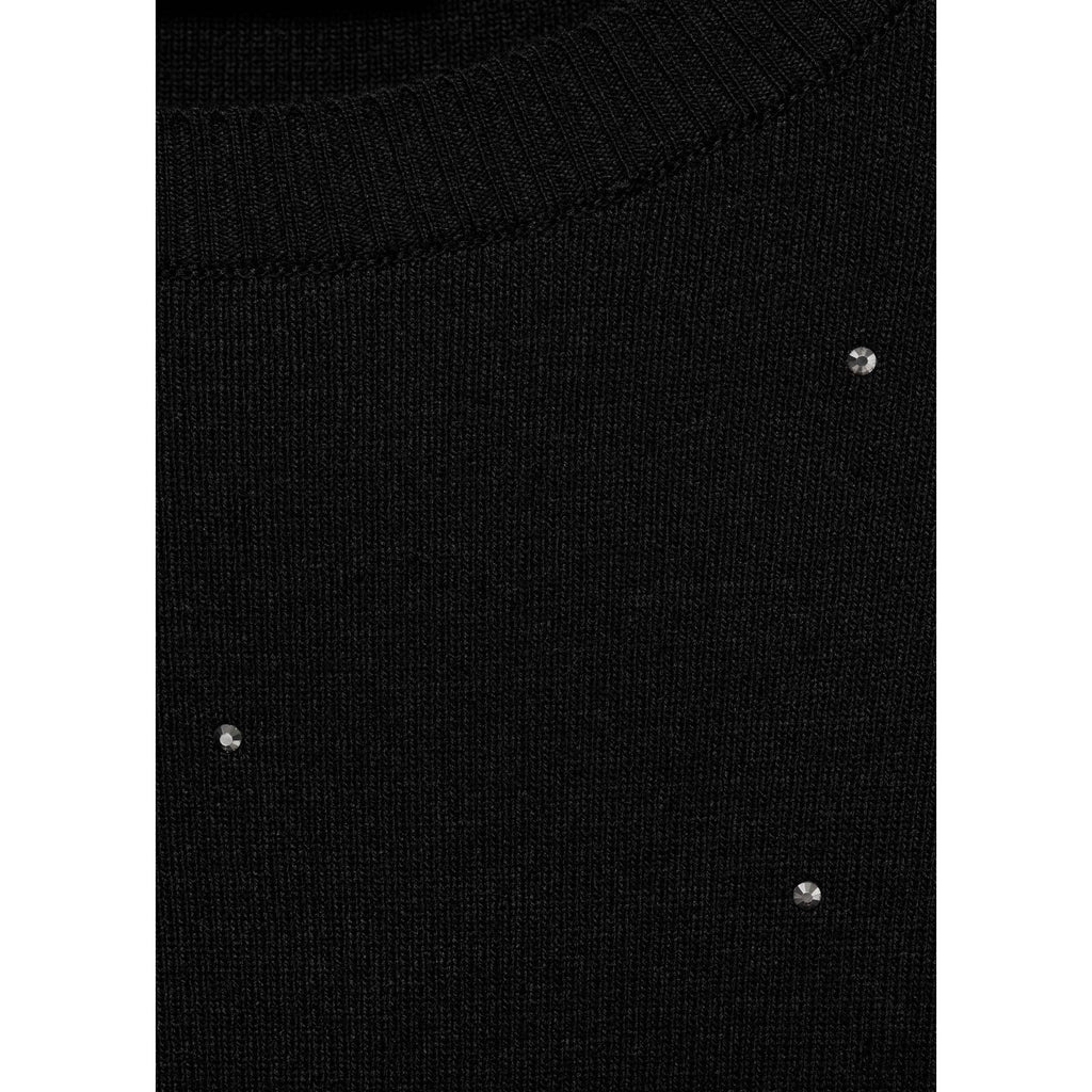 Rhinestone Crop Pullover - Black