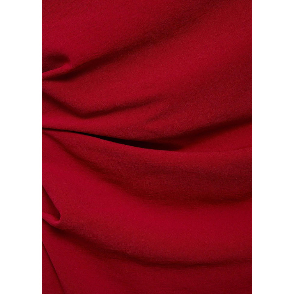 Ruched Asymmetrical Dress - Red