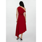 Ruched Asymmetrical Dress - Red