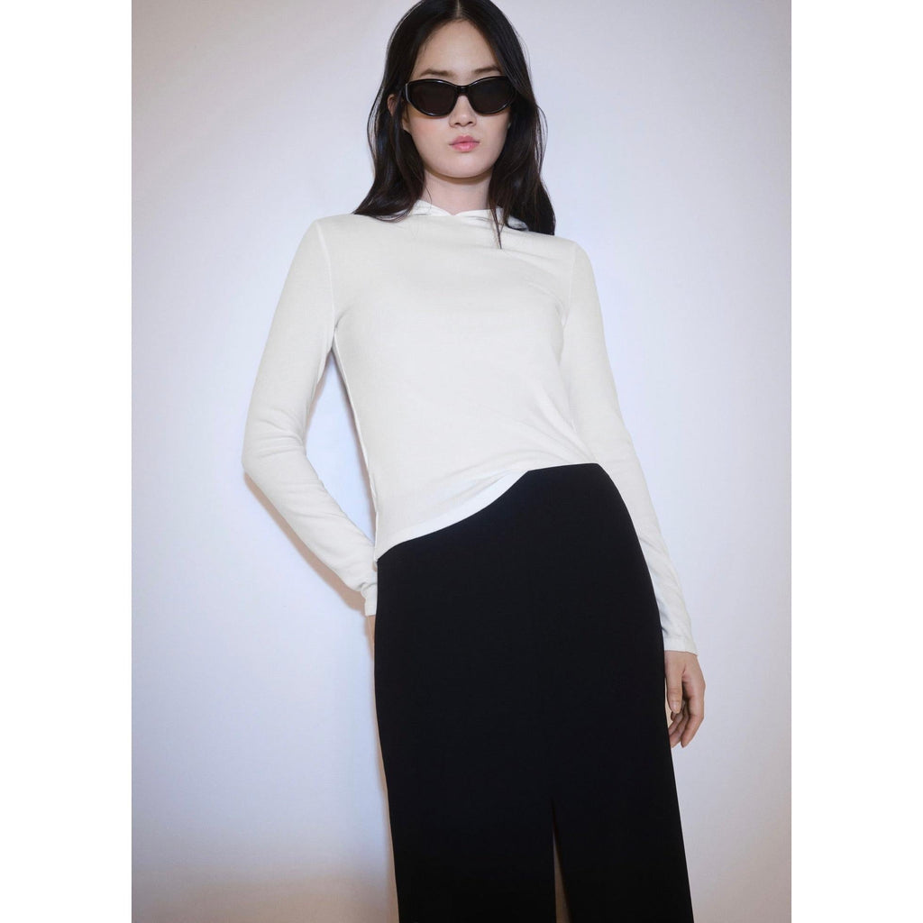 T-Shirt Manches Longues Capuche - Off White
