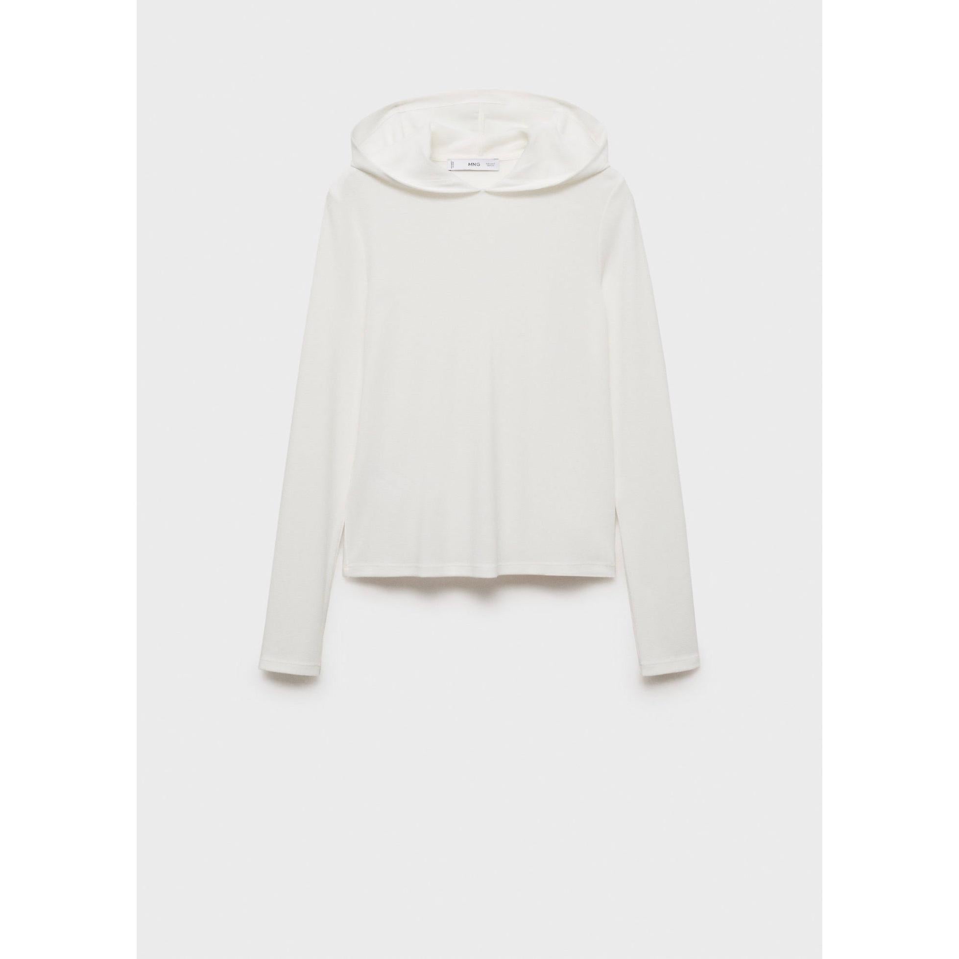 T-Shirt Manches Longues Capuche - Off White