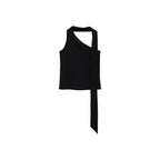 Asymmetrical Crew Neck Top - Black