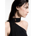 Asymmetrical Crew Neck Top - Black
