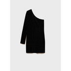 Rhinestone Asymmetrical Dress - Black