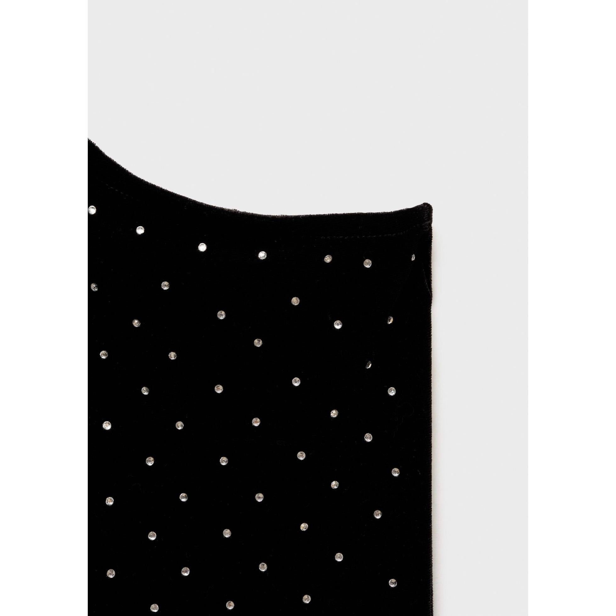Rhinestone Asymmetrical Dress - Black