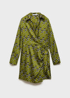 Printed Satin Dress - Green