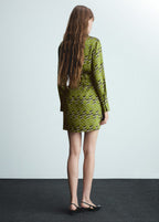 Printed Satin Dress - Green