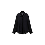 Camisa Semitransparente con Detalles de Satén - Negro