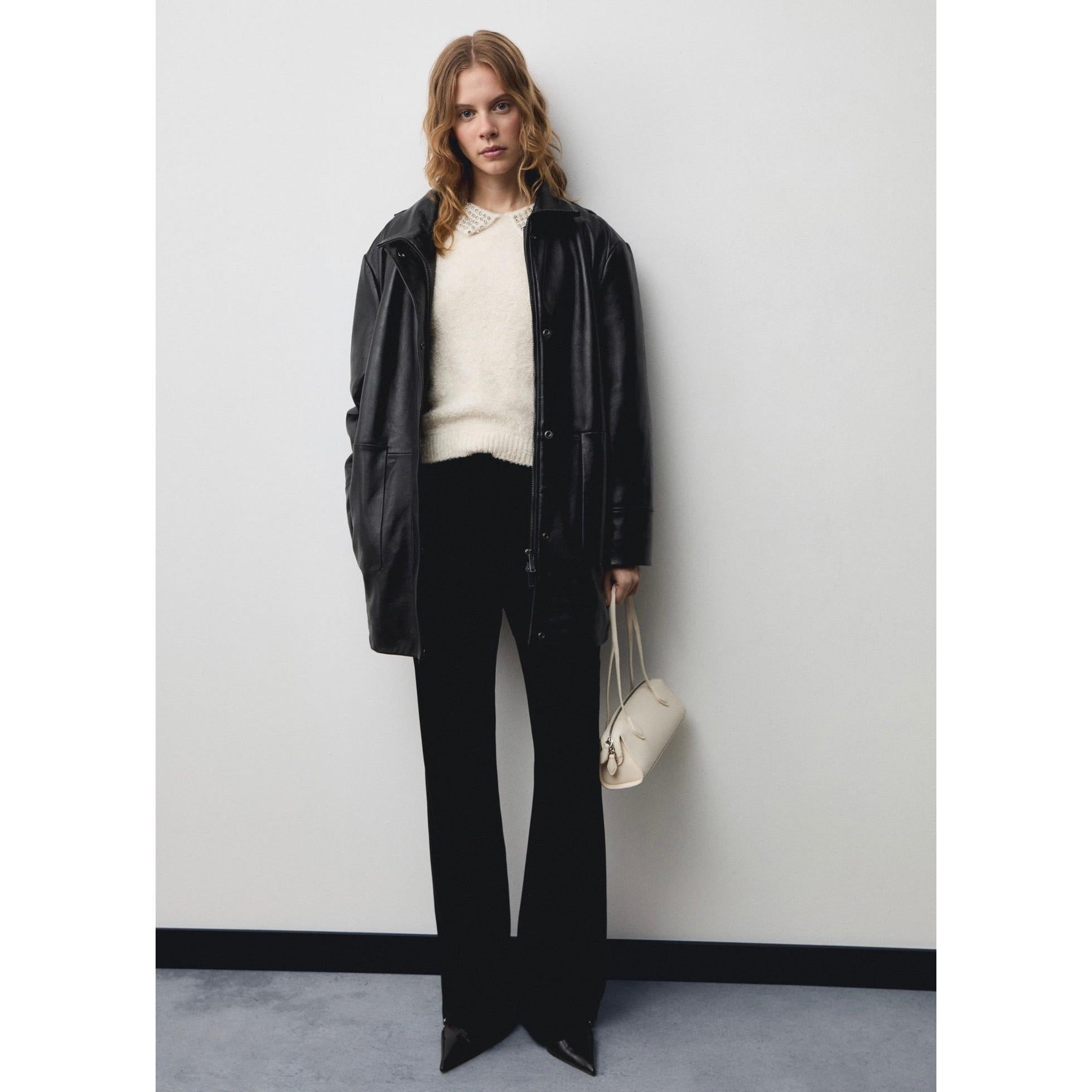 Strass Polo Collar Sweater - Ecru