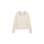 Strass Polo Collar Sweater - Ecru