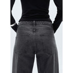 Shiny Straight Jeans - Black Denim