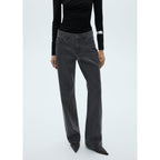 Shiny Straight Jeans - Black Denim