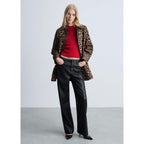 Pantalon Taille Normale Similicuir - Black