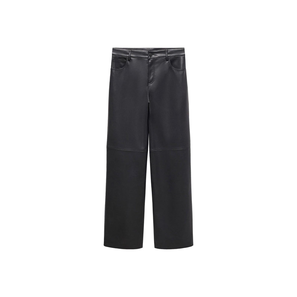 Pantalon Taille Normale Similicuir - Black