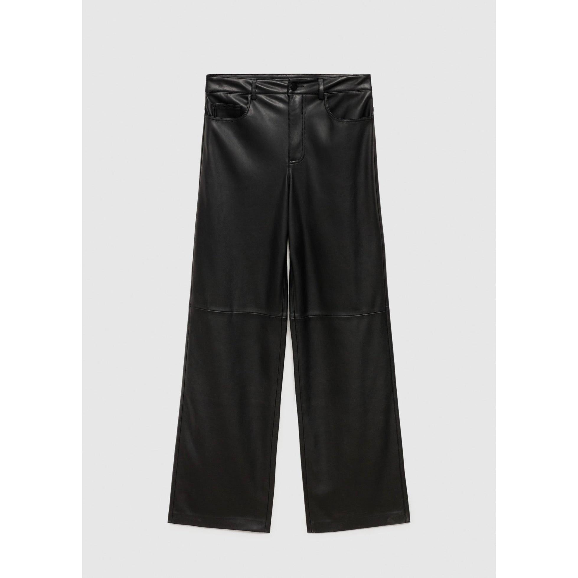 Pantalon Taille Normale Similicuir - Black