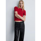 Pantalon Taille Normale Similicuir - Black