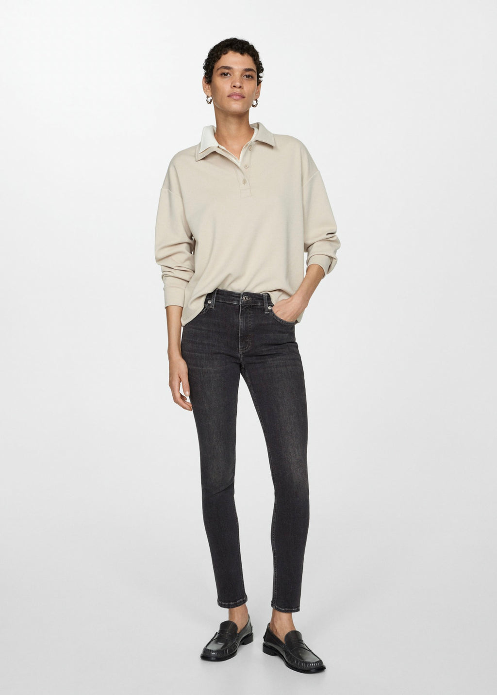 Skinny Jeans with Regular Waist - Open Grey