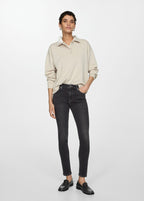 Skinny Jeans with Regular Waist - Open Grey
