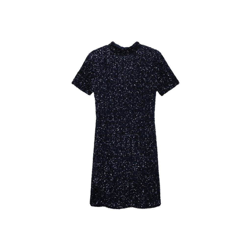 Vestido de lentejuelas de manga corta - Azul noche