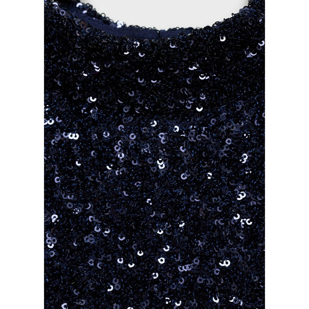 Vestido de lentejuelas de manga corta - Azul noche