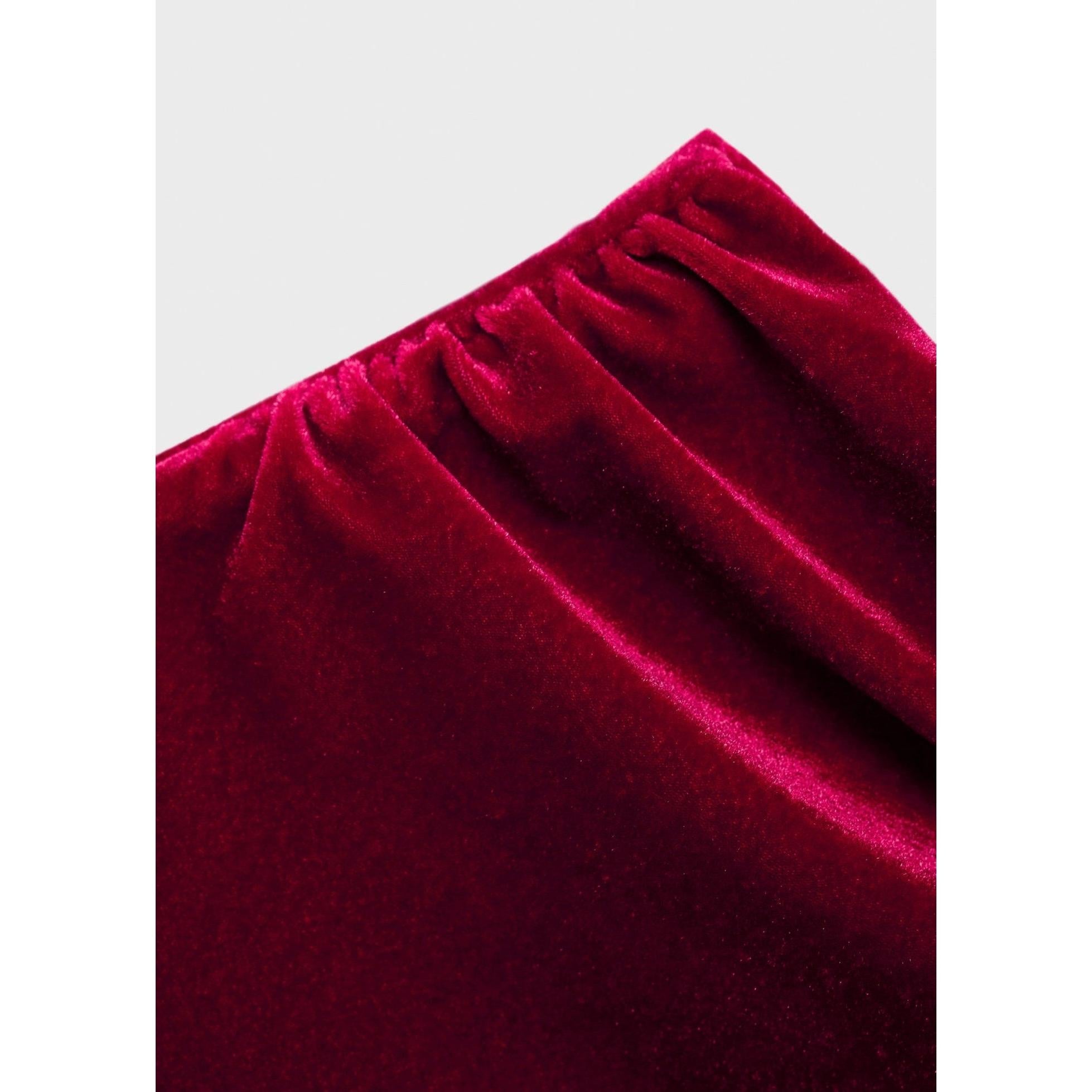 Velvet Asymmetrical Dress - Red