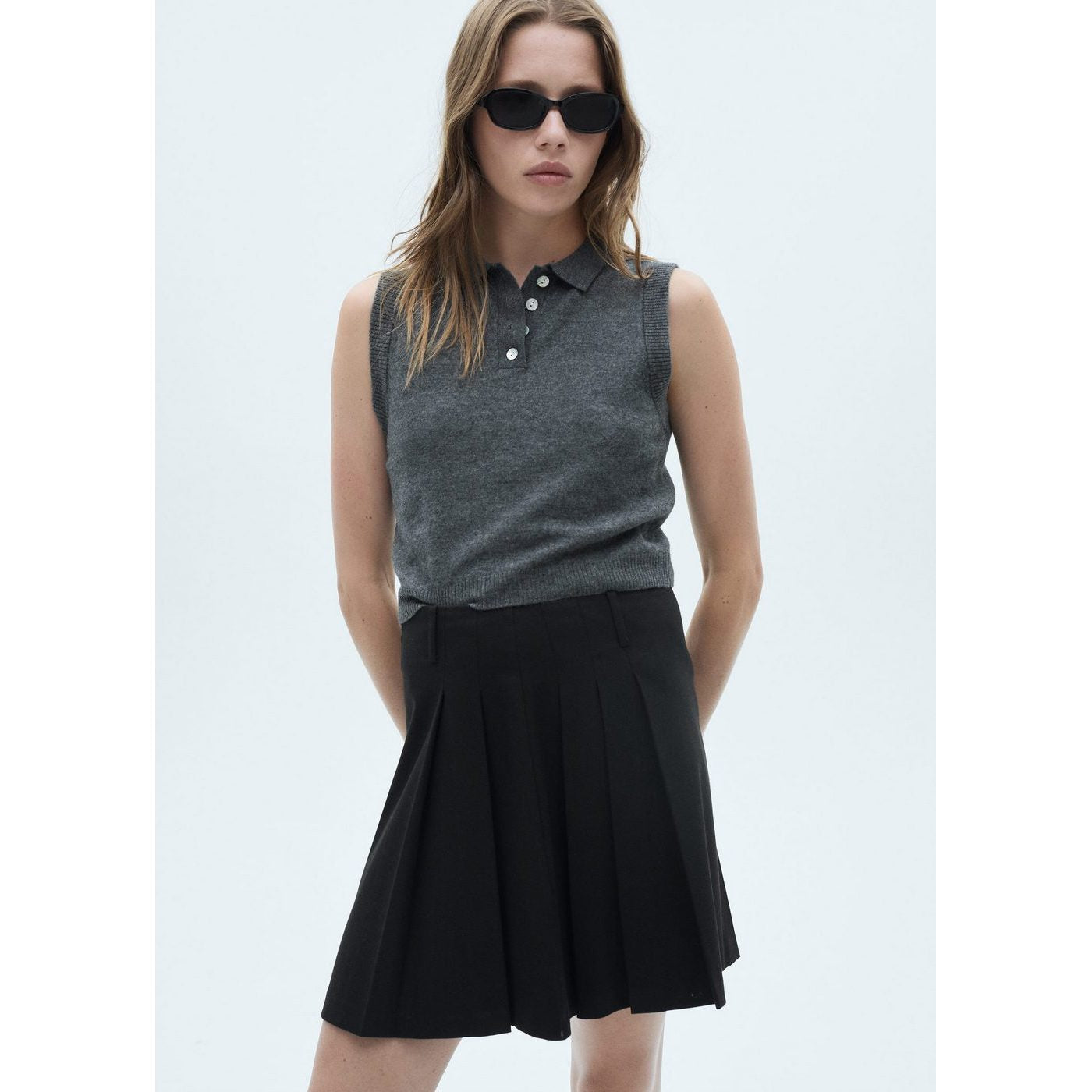 Pleated Tennis Striped Skirt