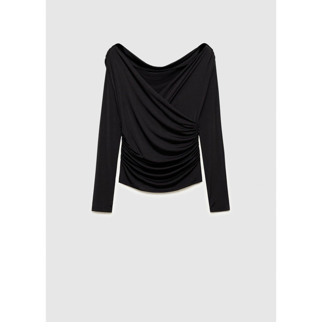 Camiseta con diseño cruzado - Negro