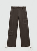 Studded Parachute Trousers - Grey