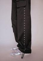 Studded Parachute Trousers - Grey