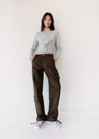 Studded Parachute Trousers - Grey