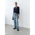 Jean Wideleg Coutures Décoratives - Blue