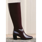 Leather Boots With Zip - Burgundy