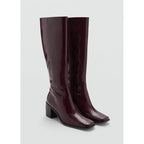 Leather Boots With Zip - Burgundy