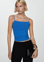 Straight-Neck Vest Top - Blue