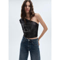 Blouse Asymétrique Manches Bouffantes - Black