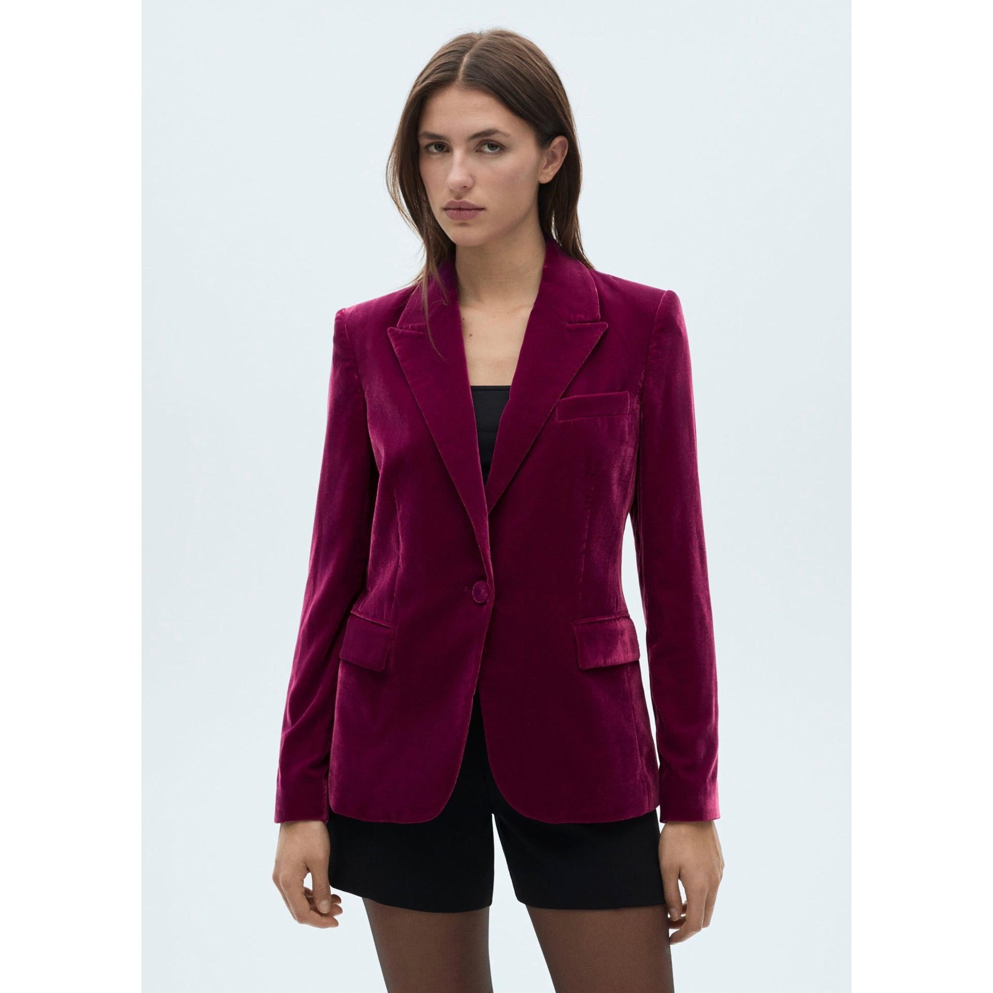 Structured Velvet Blazer - Fuchsia