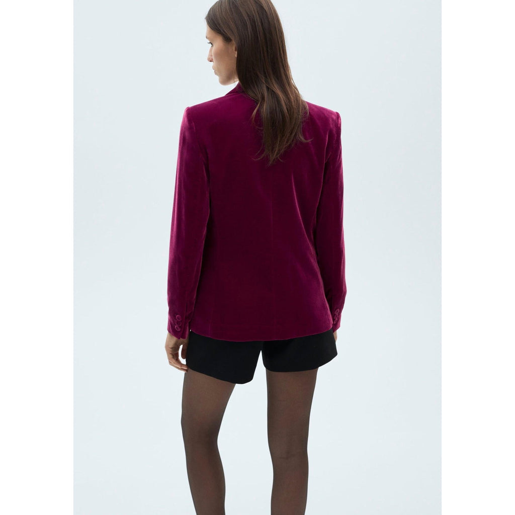 Structured Velvet Blazer - Fuchsia