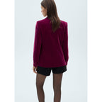 Structured Velvet Blazer - Fuchsia