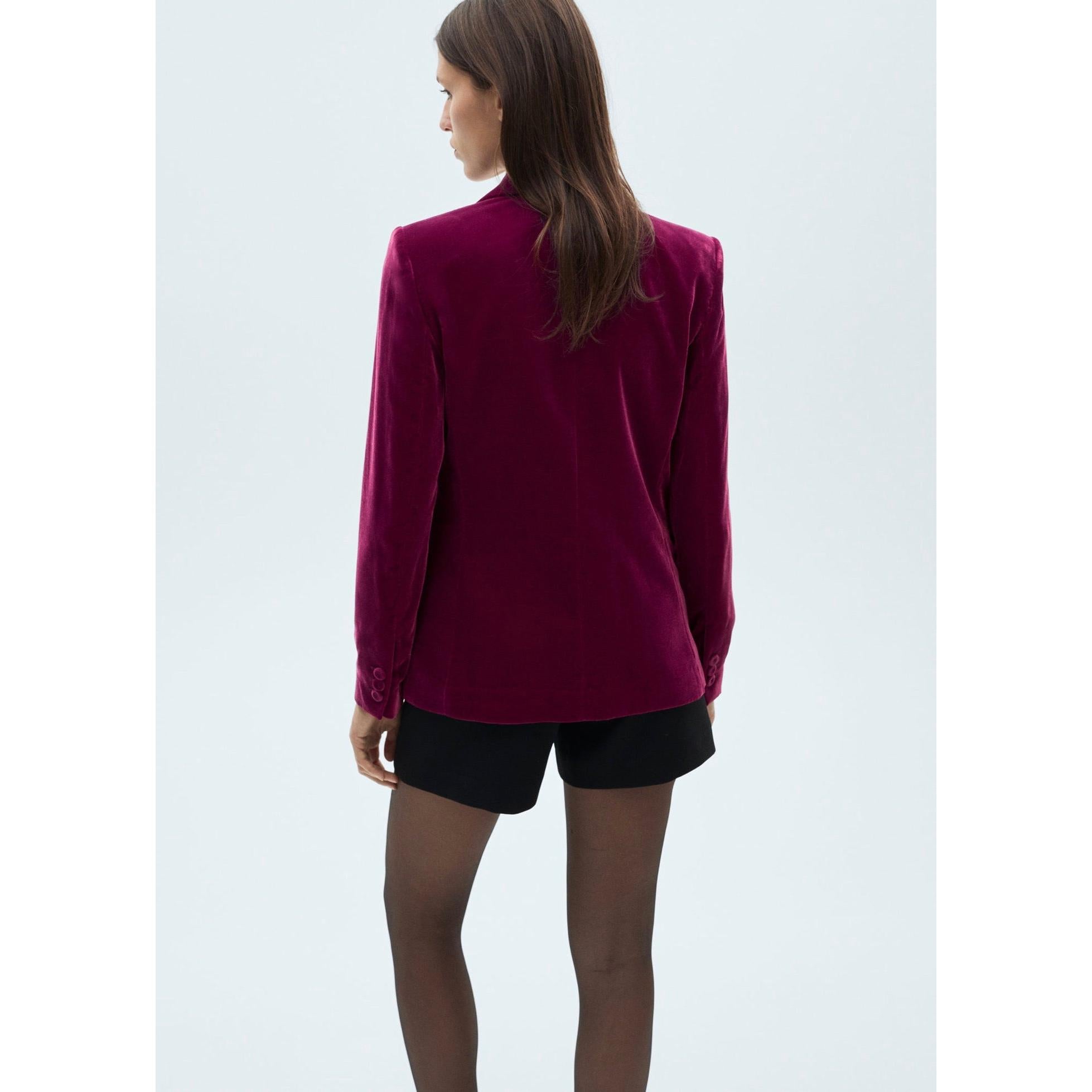 Structured Velvet Blazer - Fuchsia