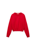 Round-Neck Cotton Sweatshirt - Red