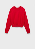 Round-Neck Cotton Sweatshirt - Red