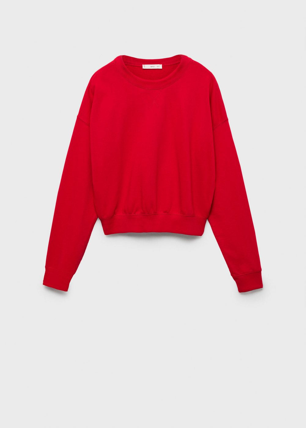 Round-Neck Cotton Sweatshirt - Red