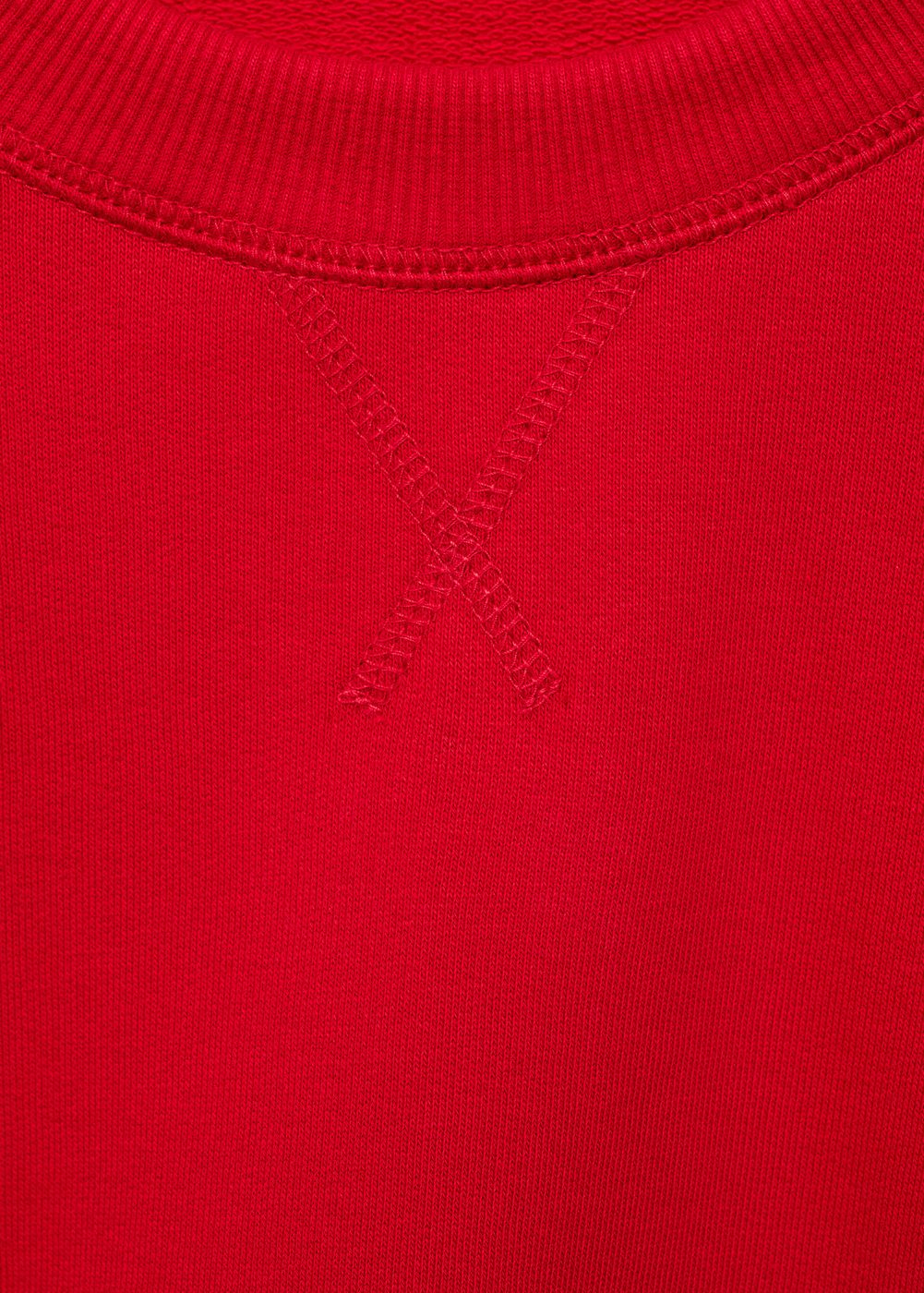 Round-Neck Cotton Sweatshirt - Red