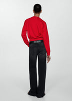 Round-Neck Cotton Sweatshirt - Red